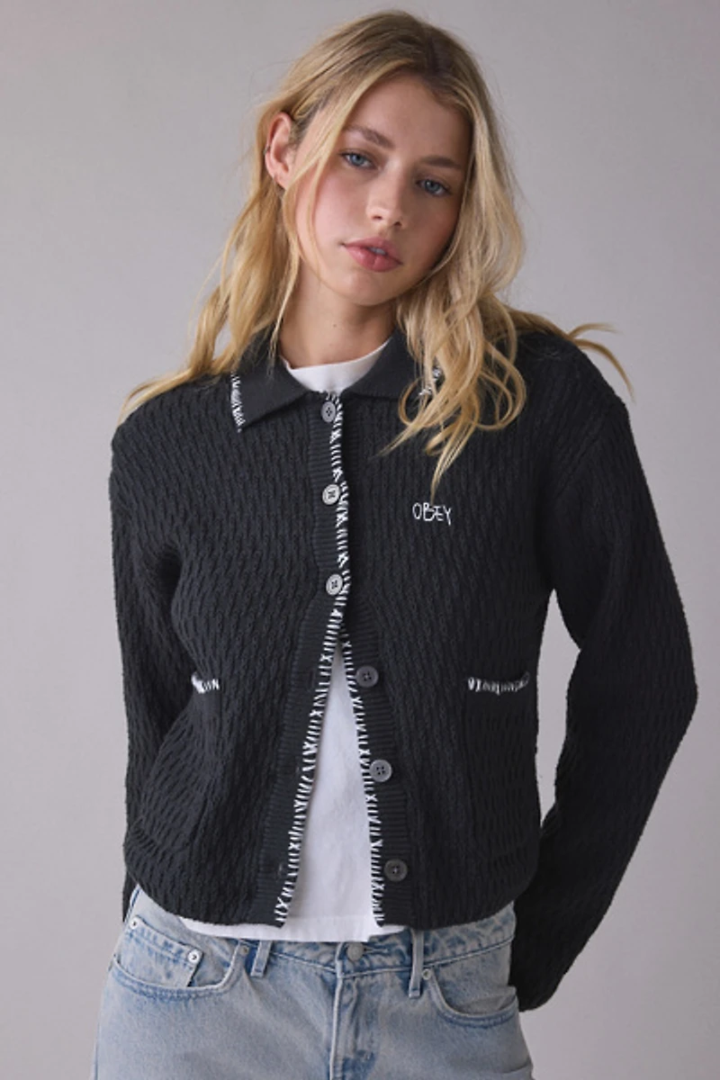 OBEY Amelie Polo Collar Button Down Sweater