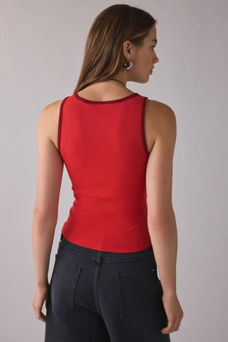 OBEY Loren Red Contrast Trim Rib Tank Top
