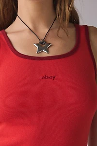 OBEY Loren Red Contrast Trim Rib Tank Top