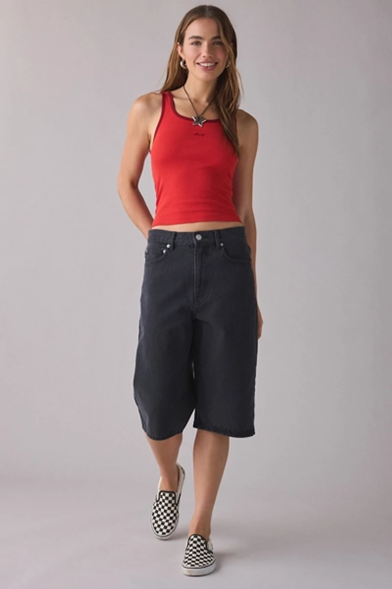 OBEY Loren Red Contrast Trim Rib Tank Top