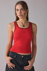 OBEY Loren Red Contrast Trim Rib Tank Top