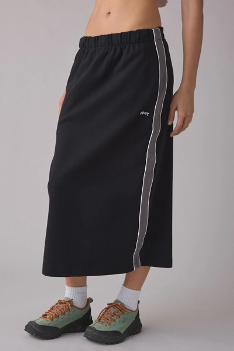 OBEY Malia Side Stripe Track Midi Skirt