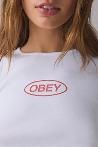 OBEY Bold Oval Logo Graphic Cutoff Cropped Tank Top