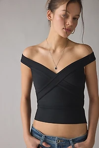 UO Kimmie Bandage Plunging Off-The-Shoulder Top