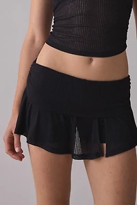 Out From Under Free Spirit Sheer Ribbed Foldover Mini Skort
