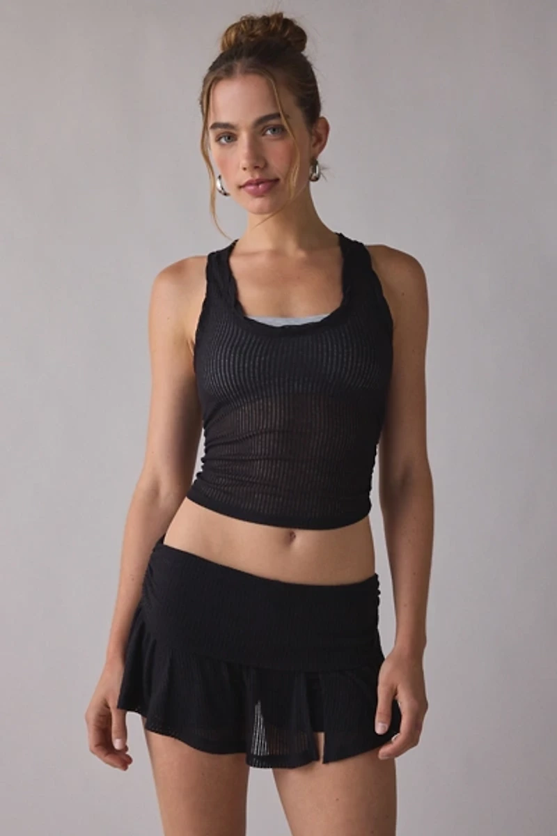 Out From Under Free Spirit Sheer Ribbed Foldover Mini Skort