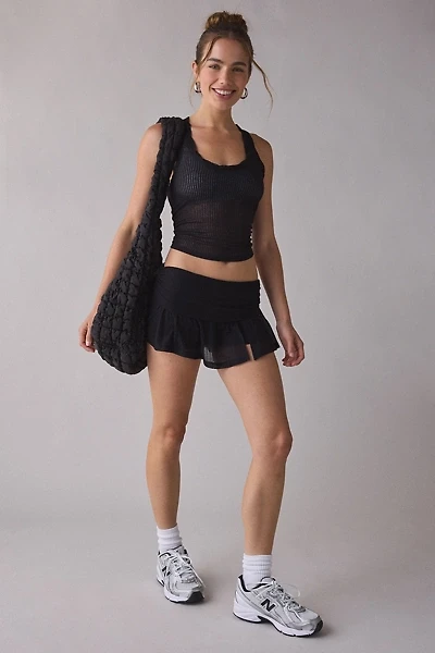 Out From Under Free Spirit Sheer Ribbed Foldover Mini Skort