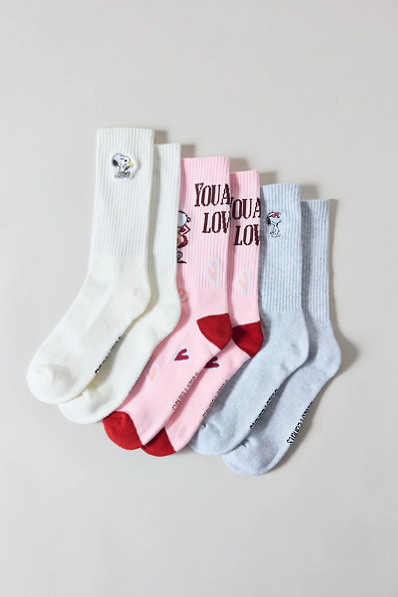 Peanuts Snoopy Valentine's Day Crew Sock 3-Pack