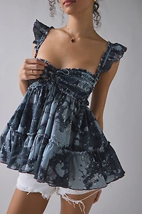 Kimchi Blue Nera Ruffle Babydoll Tie-Back Tunic Top