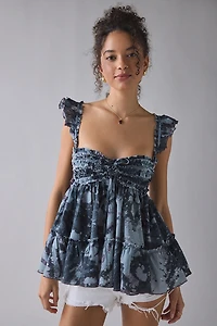Kimchi Blue Nera Ruffle Babydoll Tie-Back Tunic Top