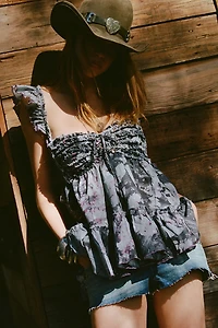 Kimchi Blue Nera Ruffle Babydoll Tie-Back Tunic Top