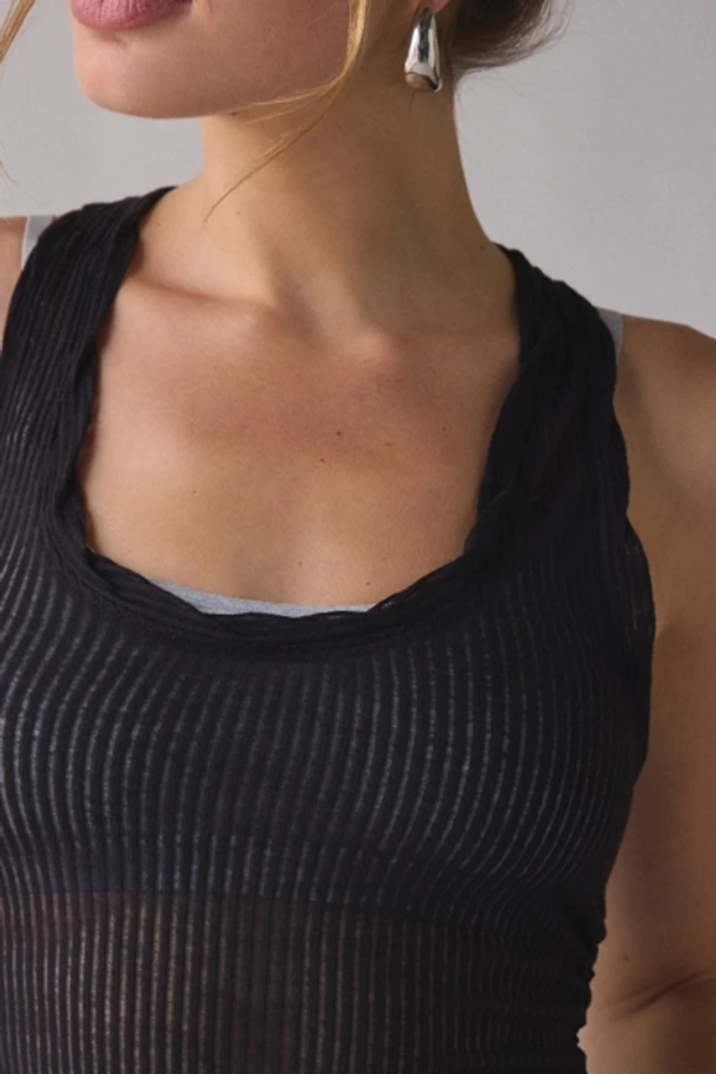 Out From Under Free Spirit Sheer Ribbed Cropped Tank Top