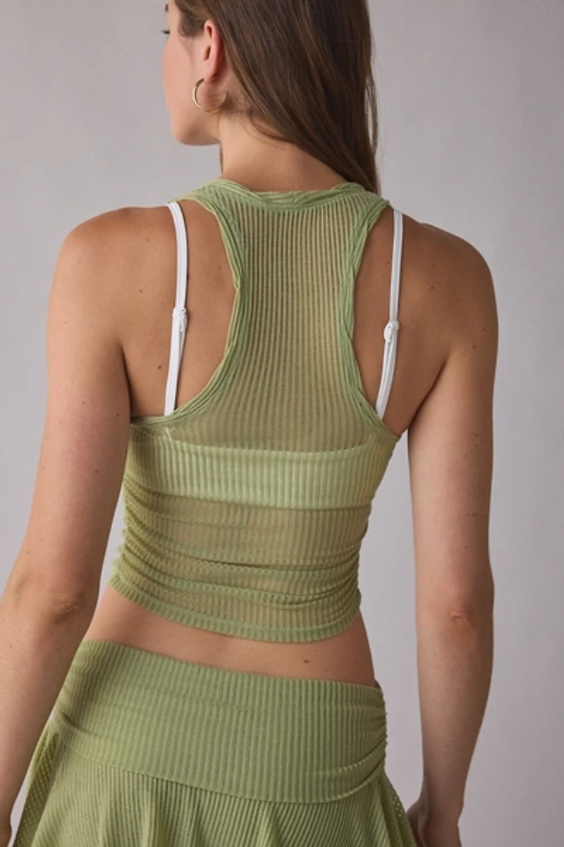 Out From Under Free Spirit Sheer Ribbed Cropped Tank Top