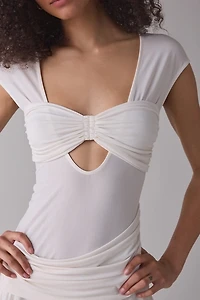 Woodrose Deli You Asymmetric Cap Sleeve Mini Dress