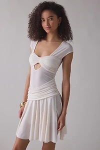 Woodrose Deli You Asymmetric Cap Sleeve Mini Dress