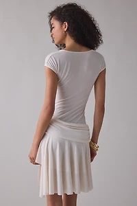 Woodrose Deli You Asymmetric Cap Sleeve Mini Dress