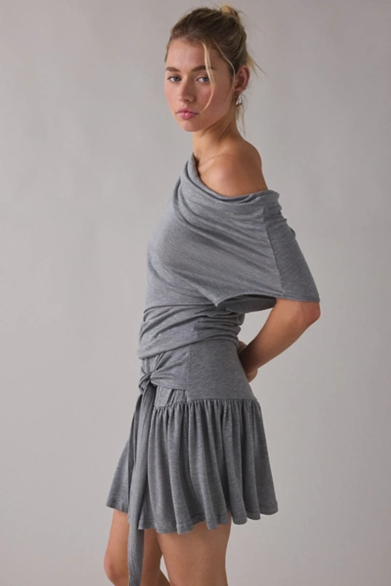 Woodrose Deli Twist And Tie Asymmetric One-Shoulder Mini Dress