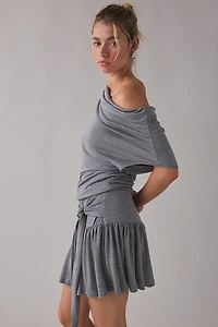 Woodrose Deli Twist And Tie Asymmetric One-Shoulder Mini Dress