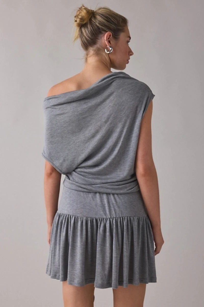 Woodrose Deli Twist And Tie Asymmetric One-Shoulder Mini Dress