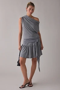 Woodrose Deli Twist And Tie Asymmetric One-Shoulder Mini Dress