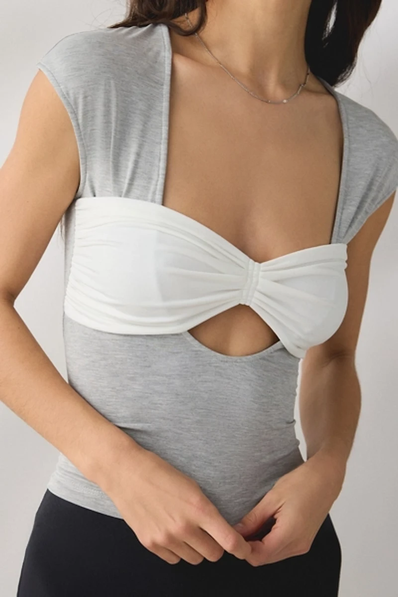 Woodrose Deli You Ruched Layered Crop Top
