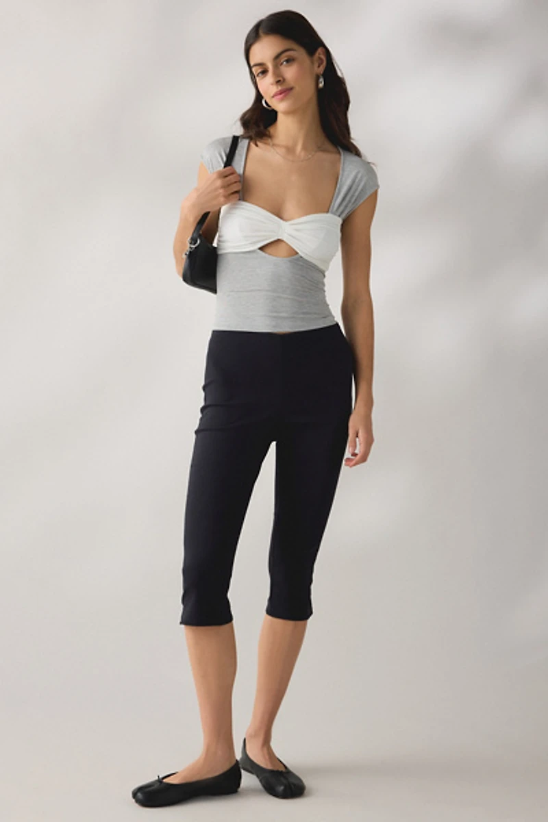 Woodrose Deli You Ruched Layered Crop Top