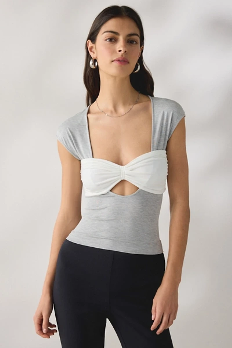 Woodrose Deli You Ruched Layered Crop Top