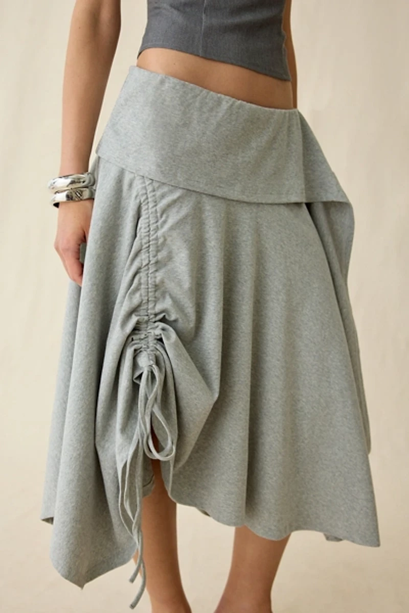 Woodrose Deli Mirage Jersey Knit Asymmetric Midi Skirt