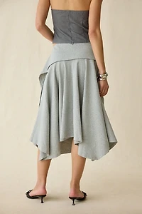 Woodrose Deli Mirage Jersey Knit Asymmetric Midi Skirt