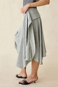 Woodrose Deli Mirage Jersey Knit Asymmetric Midi Skirt