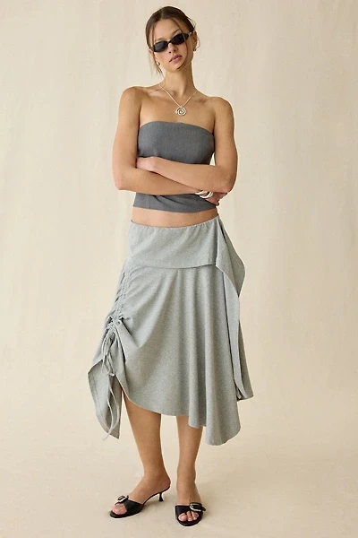 Woodrose Deli Mirage Jersey Knit Asymmetric Midi Skirt