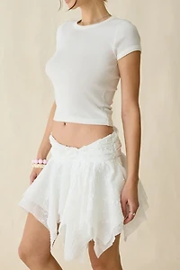 Woodrose Deli Jennie Asymmetric Hanky Hem Mini Skirt