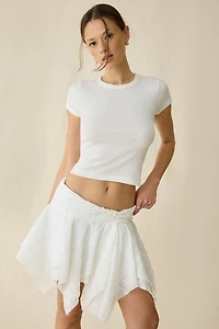 Woodrose Deli Jennie Asymmetric Hanky Hem Mini Skirt