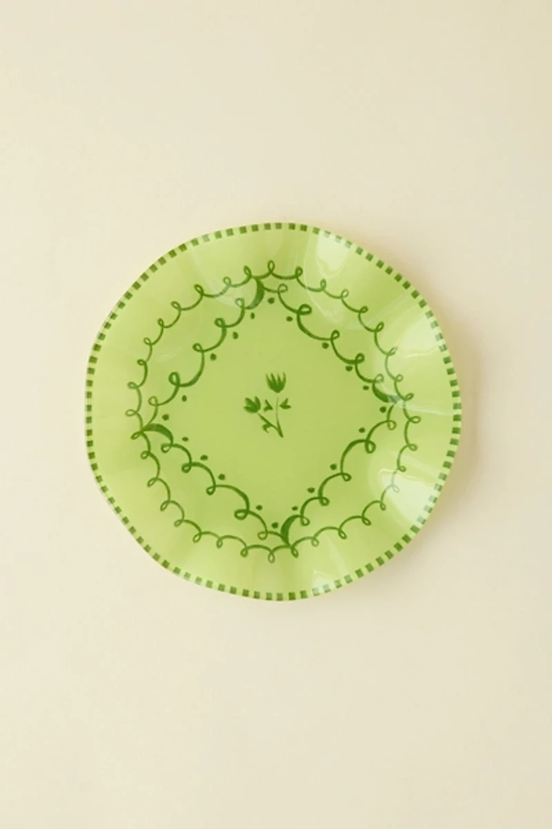 Floral Striped 7-inch Ceramic Dessert Plate