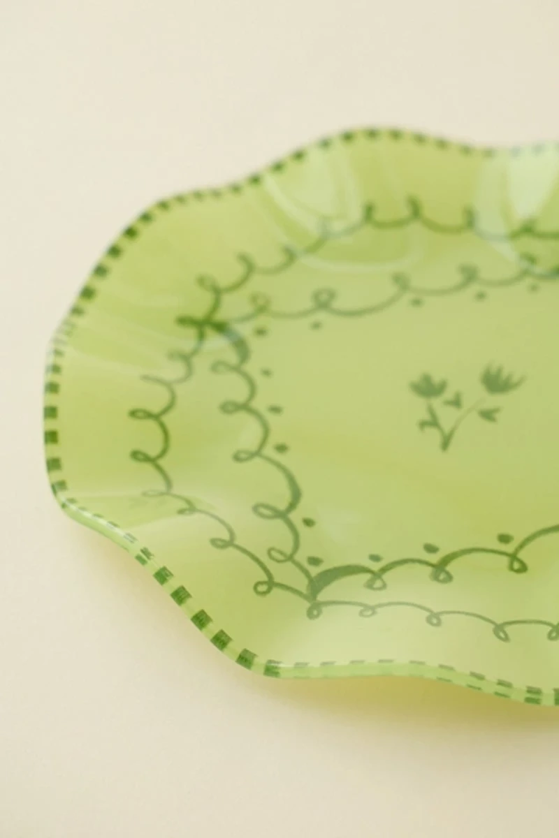 Floral Striped 7-inch Ceramic Dessert Plate