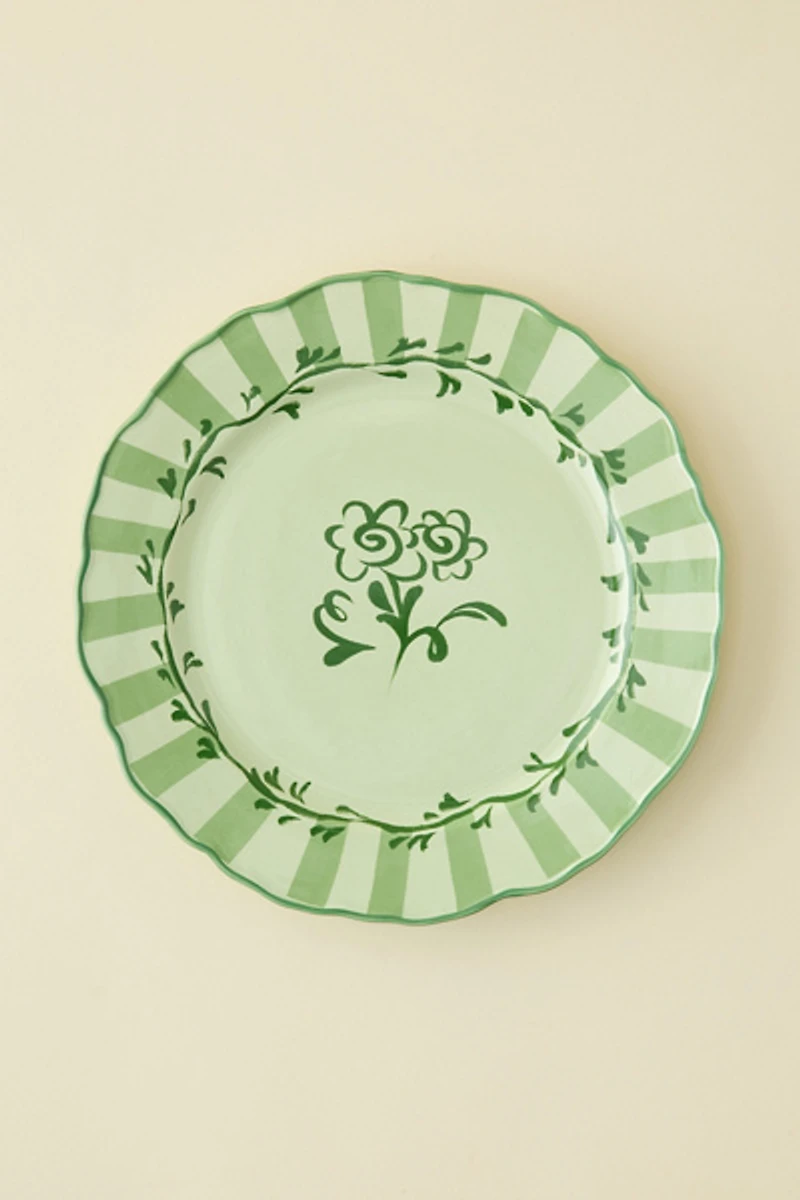 Floral Striped 10-inch Ceramic Dinner Plate