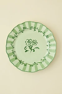 Floral Striped 10-inch Ceramic Dinner Plate