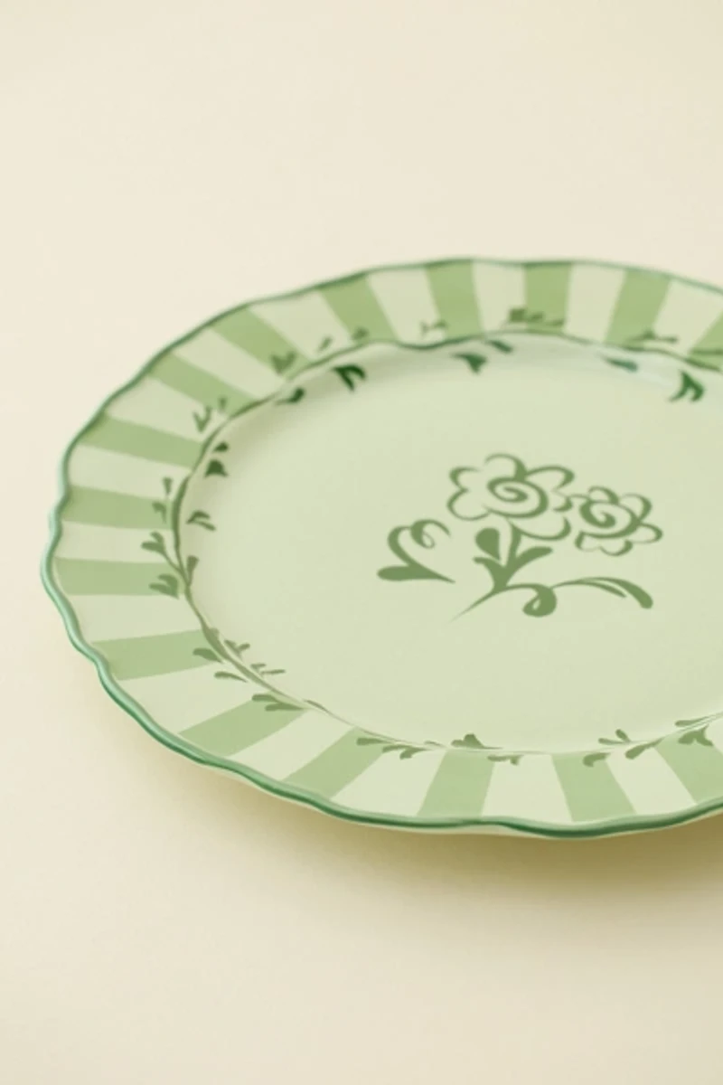 Floral Striped 10-inch Ceramic Dinner Plate