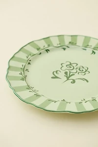 Floral Striped 10-inch Ceramic Dinner Plate