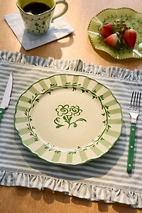 Floral Striped 10-inch Ceramic Dinner Plate