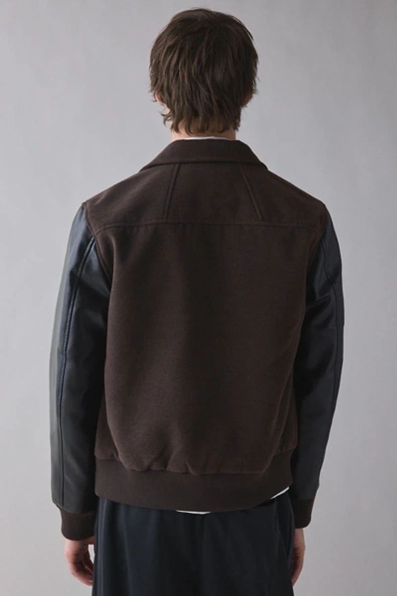 Slate & Stone Faux Leather Varsity Jacket