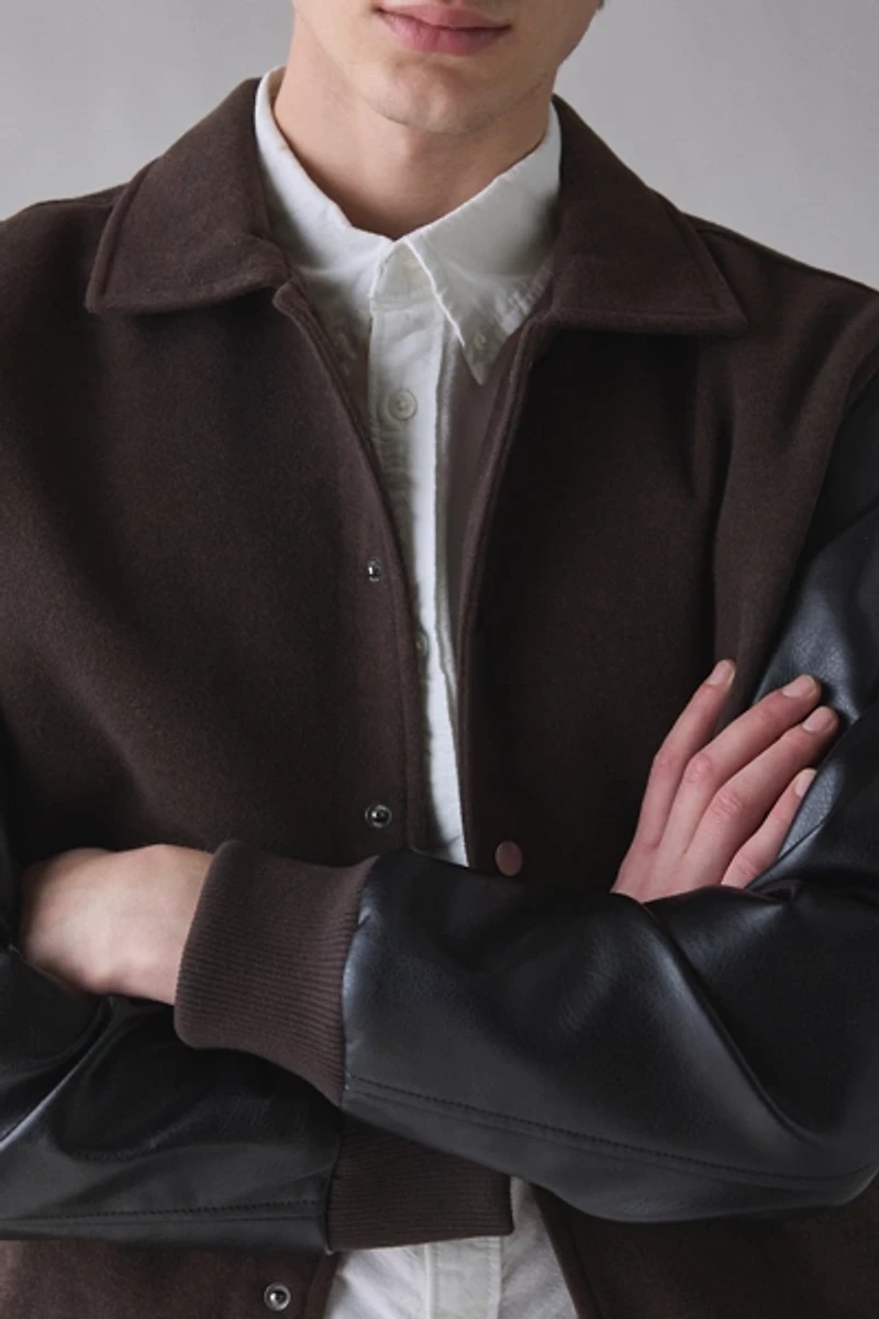 Slate & Stone Faux Leather Varsity Jacket