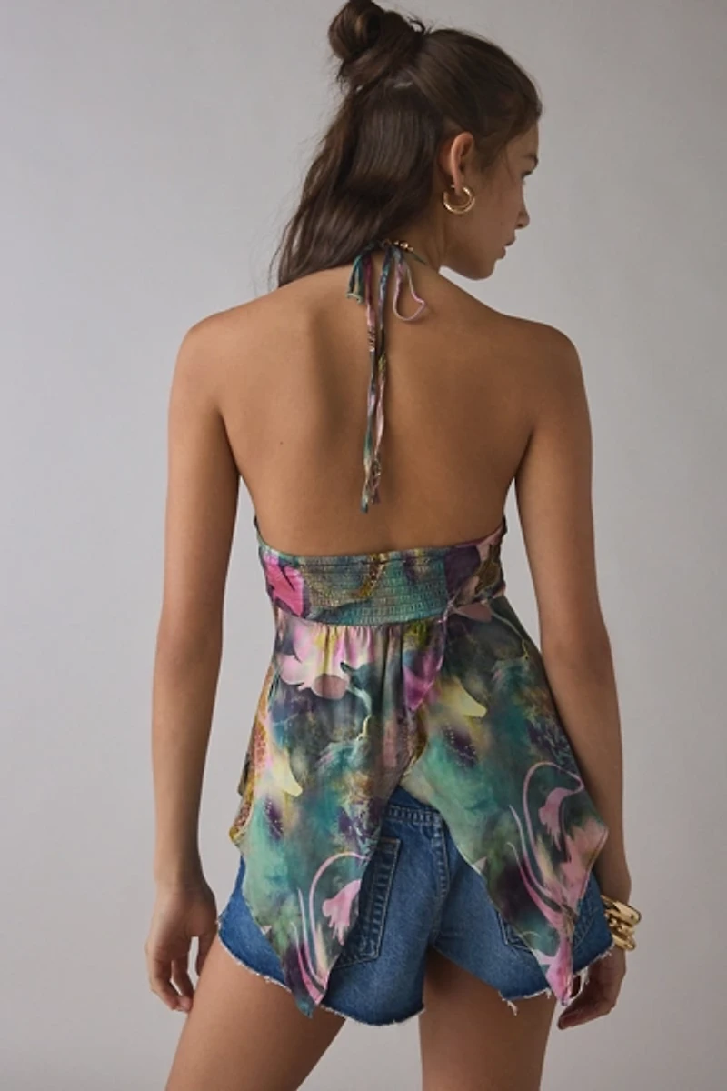 Kimchi Blue Leila Tie-Front Flyaway Hanky Hem Halter Top