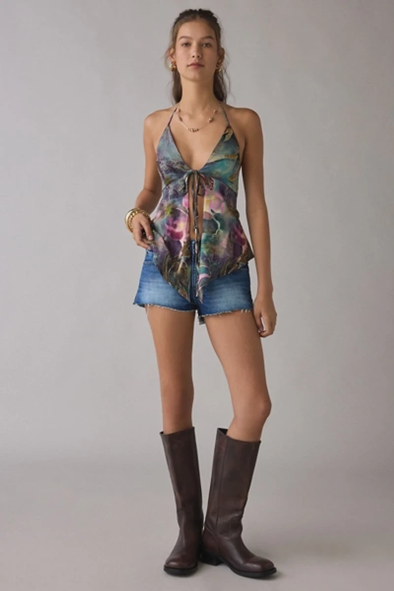 Kimchi Blue Leila Tie-Front Flyaway Hanky Hem Halter Top