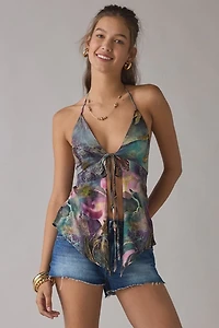 Kimchi Blue Leila Tie-Front Flyaway Hanky Hem Halter Top