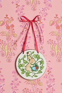 Strawberry Bunny Ceramic Hanging Wall Tile