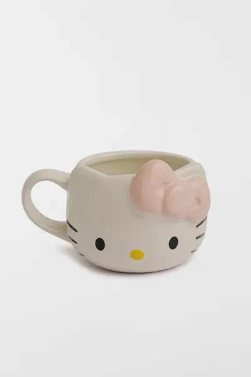 Sanrio Hello Kitty Face Pink Bow Sculpted Ceramic Mug
