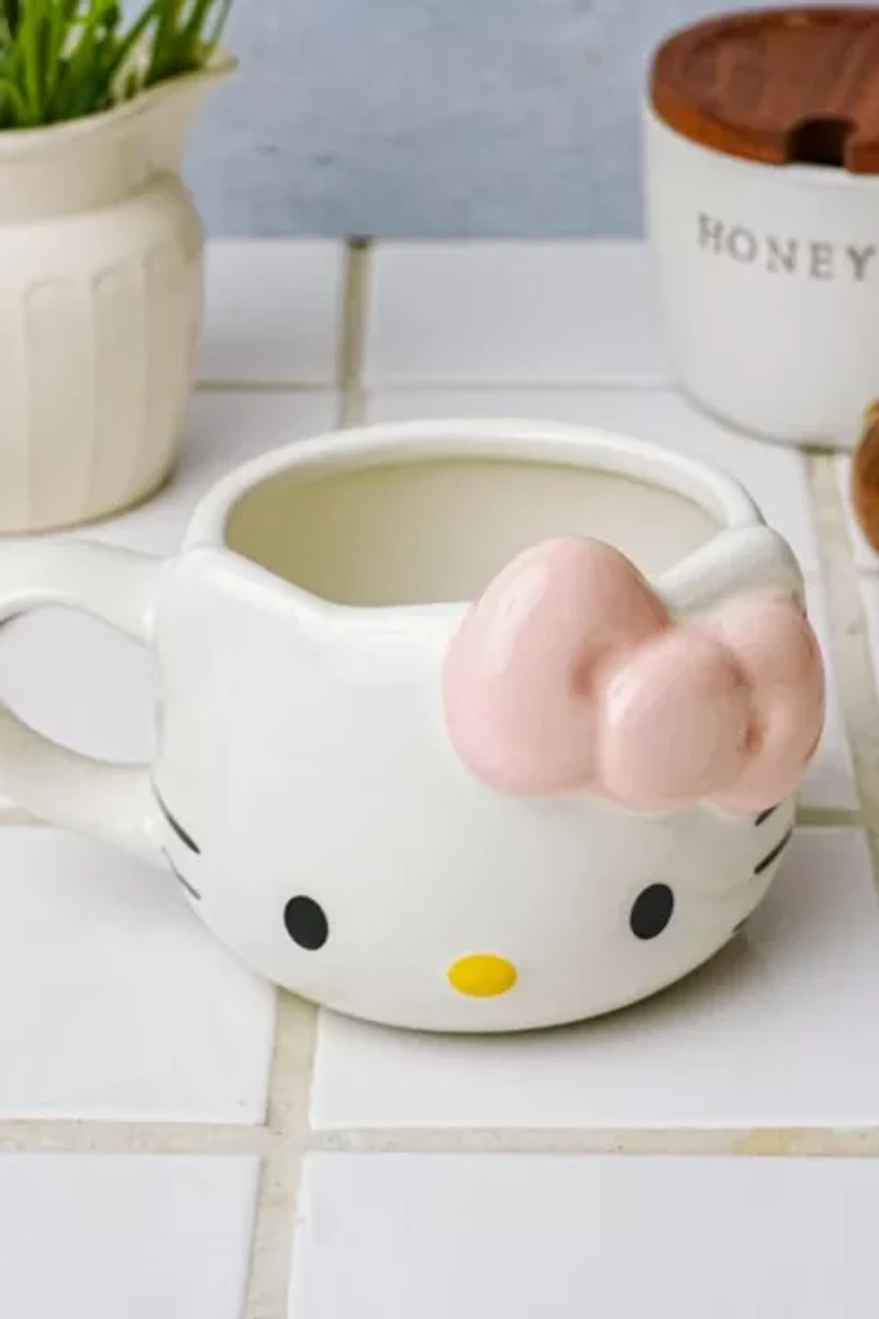 Sanrio Hello Kitty Face Pink Bow Sculpted Ceramic Mug