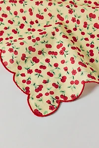 Cherry Pattern Scallop Edge Cotton Bandana