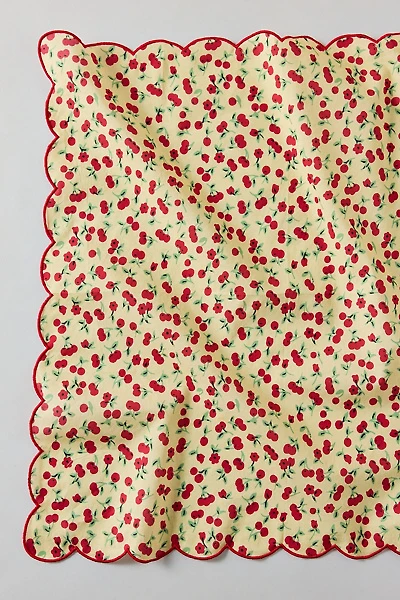 Cherry Pattern Scallop Edge Cotton Bandana